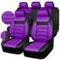 CAR PASS Leather Seat Covers Full Set Universal Water Resistant 3D Foam Back Support, Luxury Comfort Automotive 5 Seat Covers All Season Fit for SUV,Sedan,Van, Airbag Compatible Elegance(Purple Black) - color: Black and Purple