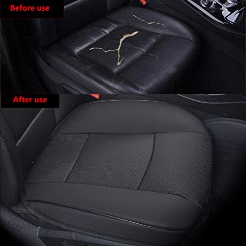 Luxury PU Leather Car Seat Cover Protector Front, Bottom Single Seat Cover-Compatible with 90% Vehicles (Width 20.8 ×deep 21×Thick 0.2 inch) (Black) - color: Black