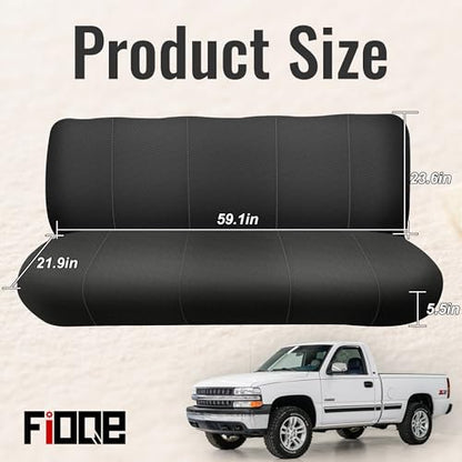 Custom Fit Bench Seat Covers for Chevy 1973-1999 C/K Series Trucks Full Size Classic Trucks, Sandwich Air Mesh Fabric & Soft Foam Lining Without Headrests - Black - size: Heavy-Duty Sandwich Composite Fabric