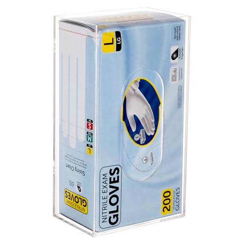 Acrylic Glove Box Holder Wall Mount Disposable Glove Dispenser Storage Organizer for Kitchen, Lab, Garages, Office, Clear - size: Single