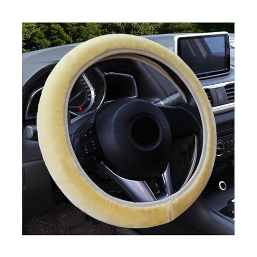 Augeny Fuzzy Car Steering Wheel Cover, Anti-Slip Soft Plush Steering Wheel Protector, 15 Inch Elastic Wheel Covers, Universal Vehicle Interior Winter Warm Accessories for Men Women (Beige) - color: Beige