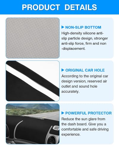 Autorder Dashboard Cover Mat for Ford E150 E250 E350 1997-2008/E450 2003-2008 Econoline Accessories Dash Cover Flannel Dash Mat Sunshade Glare UV Rays Protector - size: 1997-2008 E150