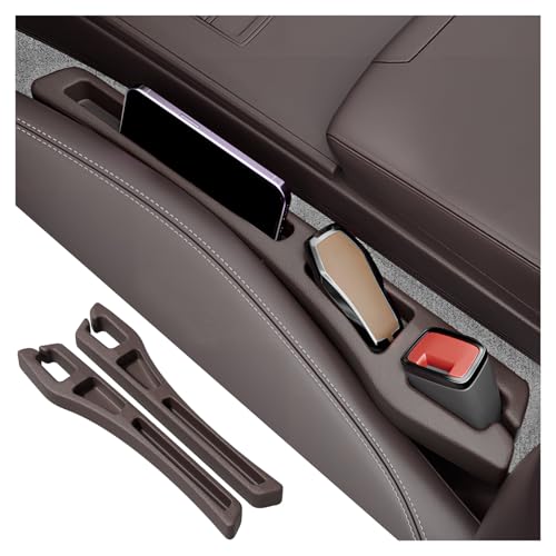 2PCS Car Seat Gap Filler Organizer,2 in 1 Car Gap Filler with Fill and Storage Function for Storing Phones Keys Cards,Universal Multifunctional No Drop Seat Guard for Cars (Brown) - color: Brown