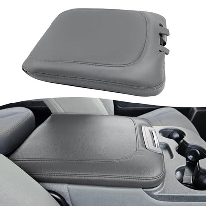 KBH Center Console Armrest Cover Replacement for 2013-2018 Ram 1500, 2013-2025 Ram 1500 Classic/2500/3500, 40/20/40 Jump Seat, Vinyl Leather, Anti-Scratch, Gray