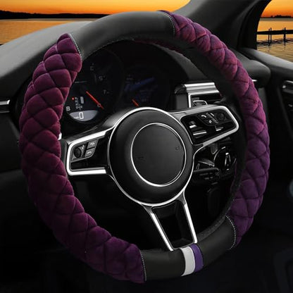 Cxtiy Universal Car Steering Wheel Cover Fluffy Soft Winter Plush Steering Wheel Cover (A-Purple) - color: A-purple