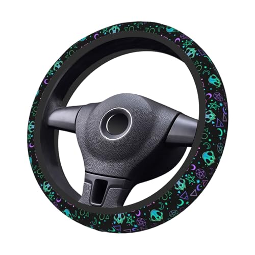 Magic Skull Magical Star Moon Steering Wheel Cover For Women Men Girls Car Accessories Decor Anti-Slip Neoprene Auto Steering Wheel Covers Protector Universal 15 Inch