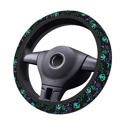 Magic Skull Magical Star Moon Steering Wheel Cover For Women Men Girls Car Accessories Decor Anti-Slip Neoprene Auto Steering Wheel Covers Protector Universal 15 Inch