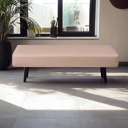 FUANGUI PU Waterproof Bench Cover, Stretch Dining Bench Cover for bedrooms, Living Rooms, Kitchens, Protector Chair Bench Piano Bench Seat Covers Stool Slipcover Removable, Washable - Khaki - color: Pu Khaki