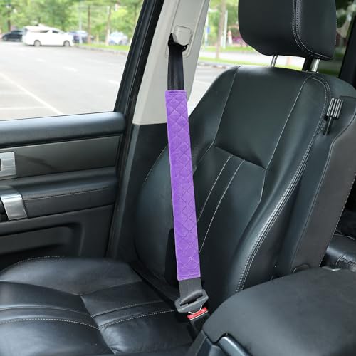 Soft Automotive Seat Belt Cover Seatbelt Shoulder Pad Neck Protector Cushions Universal Fit SUV Trucks Backpack Violet Extra Long 19.7in - color: Purple, size: 19.7in-1pc