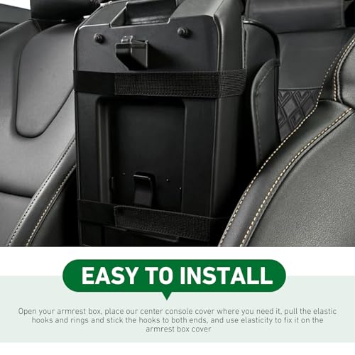 Car Armrest Cushion, 5-in-1 Center Console Cover Organizer, Multi-Functional Car Armrest Storage Box with 2 Cup Holder, Car Accessories Interior Organizers for Most Cars (Black)
