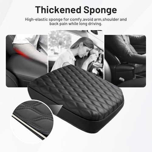 Autorder Center Console Cover for GMC Sierra/Chevy Silverado 1500 2019-2026 Accessories Armrest Cushion Cover Leather Middle Console Pad Armrest Pad Anti-Scratch(Bucket Seat Only) - size: 19-26 Chevy Silverado Wavy Texture