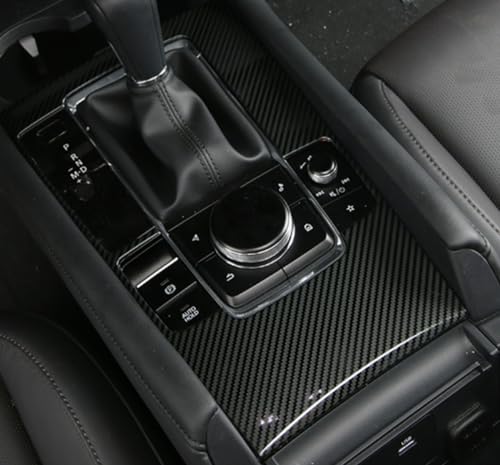 Car Accessories Fit for 2019 2020 2021 2022 2023 2024 2025 Mazda 3 Axela Interior Gear Shift Knob Console Media Panel Cover Trim (Carbon Fiber Style) Stainless Steel 1 PC