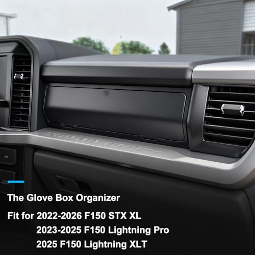 Glove Box Organizer Compatible with 2022-2026 Ford F150 STX XL/2023-2025 Lightning Pro/2025 Lightning XLT Passenger Side Hidden Insert Accessories Glove Storage Compartment Organizer Tray - size: 22-26 F150