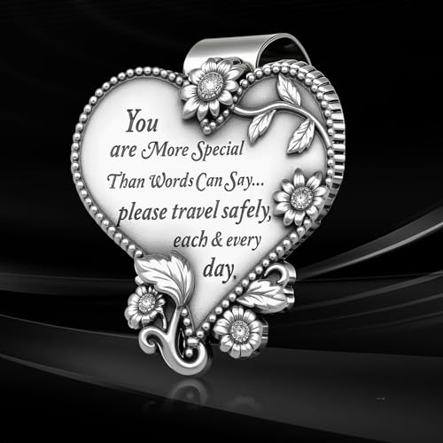 Heart-Shaped Car Visor Clip, Driving Safety Prayer Religious Car Gifts for New Driver Teen Boys Girls Parent Family Friends, New Car Gifts