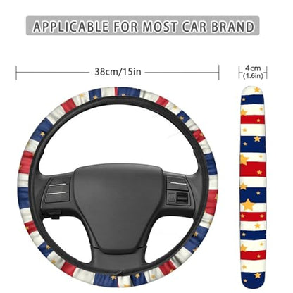 AFPANQZ Car Steering Wheel Covers 14-15" inch Universal Fit Most Car Sedans SUVs, American Stripe Star Print Breathable Steering Wheel Protector - color: American Stripe Star