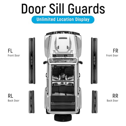 ZZEQYG 4 Pcs Stainless Steel Door Sill Protector Compatible with Jeep Wrangler JK/JKU Unlimited Sport Sahara Rubincon 2007-2017 Accessories Front and Rear Door Car Door Sill Guards (Carbon Fiber)