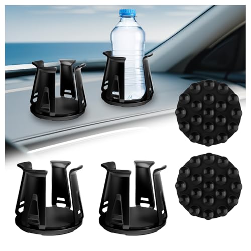 2PCS Car Cup Holder Inserts,2-in-1 Self-Adhesive & Suction Cup Car Cupholder Insert with Adaptive Clamping Arms,Universal Cups Holder Expander for Most Cars/Trucks/SUVs