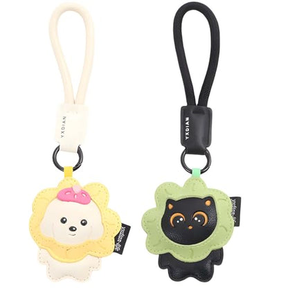 2-Piece Creative Leather Bag Charm - Cat Dog Keychain| Decorative Accessories for Handbag, Purse, Backpack, Car Keys