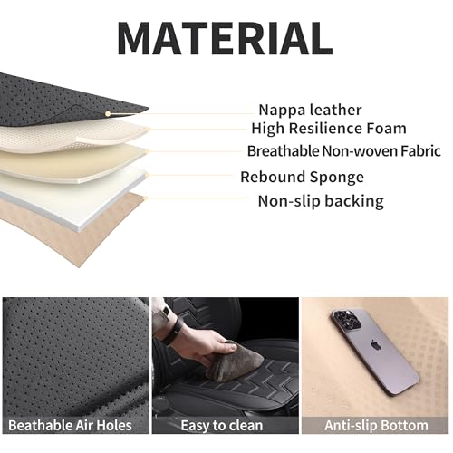 Leather car Seat Covers Breathable Car Seat Protector Front seat Covers Universal Fit for 95% Car Truck SUV Van Vehicles （Black，2PCS） - color: Black