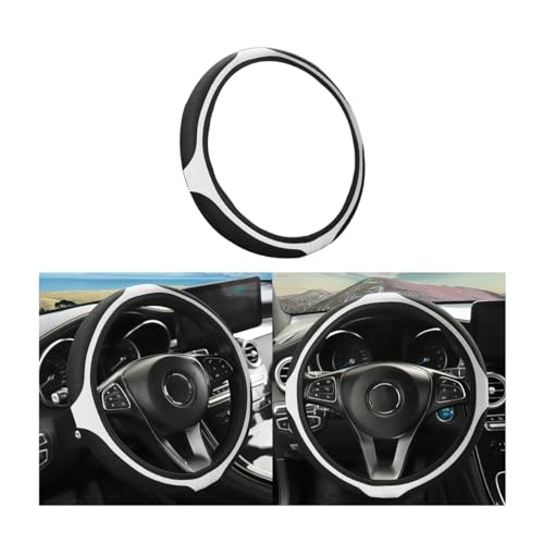 LoyaForba Car Steering Wheel Cover, Universal 14.5-15 Inch, Soft Anti-Slip Neoprene Protector for Steering Wheel, Breathable Odorless and Elastic Stretch, Car Accessory for SUV, Van, Truck (White) - color: White