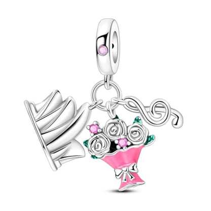 NARMO Charms for Bracelets 925 Sterling Silver Star Dangle Charms Car Keys Lipstick Dangle Charm Beads for Women Bracelets Necklace - color: Opera House