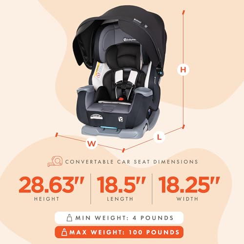 Baby Trend Cover Me 4-in-1 Infant Toddler Convertible Car Seat with Adjustable/Removable Canopy for Sun Protection & 2 Cup Holders, Black - color: Black