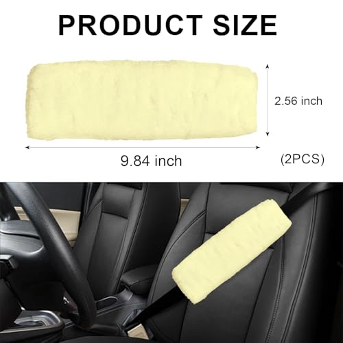 2 Pack Car Seatbelt Covers Shoulder Pad, Soft Faux Sheepskin Seat Belt Shoulder Cover for a Comfortable Driving, Seat Belt Shoulder Strap Covers Helps Protect Your Neck and Shoulder (Beige) - color: Beige