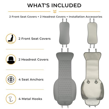 Black Seal 2-Pack Front Car Seat Covers, Faux Leather Seat Bottom Covers with Partial Backrest Protection, Side Wrap Design, Universal Fit for Most Cars, SUVs, Trucks, Vans (Grey) - color: 2-Pack-Grey