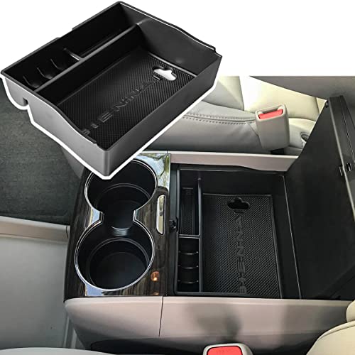 Center Console Organizer Tray Compatible with Sienna Accessories 2011-2015 2016 2017 2018 2019 2020 Secondary Armrest Storage Glove Box Dividers MPV ABS Black Materials (BlackSienna)