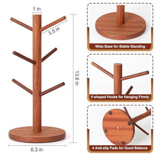MyLifeUNIT Mug Holder Tree, Coffee Cup Holder with 6 Hooks (Reddish Brown) - color: Reddish Brown
