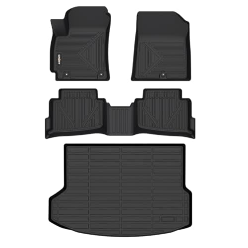 GINOWY- Floor Mats & Cargo Liner for Kia Seltos 2020-2023, TPE All Weather Protection Seltos Car Mats, Custom Floor Liners Non-Slip Trunk Mat, Waterproof Accessories Black - style: 30) for KIA Seltos 2020-2023 Full Set