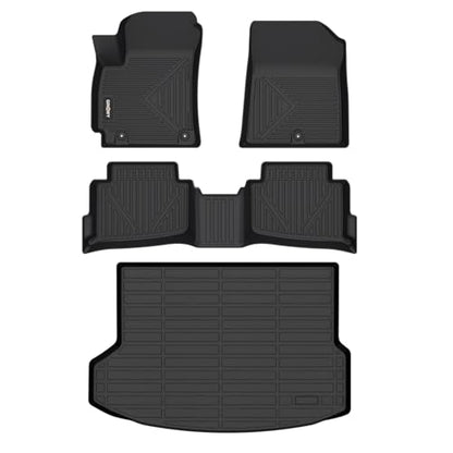 GINOWY- Floor Mats & Cargo Liner for Kia Seltos 2020-2023, TPE All Weather Protection Seltos Car Mats, Custom Floor Liners Non-Slip Trunk Mat, Waterproof Accessories Black - style: 30) for KIA Seltos 2020-2023 Full Set