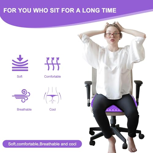 Large Gel Seat Cushion for Long Sitting with Non-Slip Cover, Soft & Breathable, Seat Cushion for Chair, Car, Office, Desk Chair, Wheelchair (17" x 15") - size: 17" x 15"