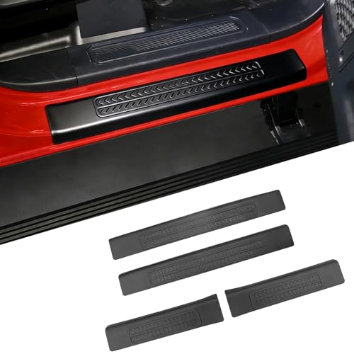 LIUQING Door Sill Protector for Ford Bronco 2021-2025 4 Doors, Car Door Entry Edge Threshold Decor Guards Against Scratch Slip, for Ford Bronco Accessories Interior Black