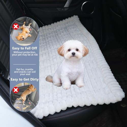 Dog Car Seat Waterproof Bed Cover Non-Slip Car Back Seat Soft and Comfortabl Pet Bed Mat Car Blanket for Travel Backseat Extender Seat Covers Dog Bed for Cars Trucks and SUVs (White Cover 23.6” x 51”) - color: Waterproof White Cover
