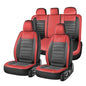 Coverado Car Seat Covers Full Set, Luxury Leather Car Seat Covers, Automotive Front and Rear Mesh Seat Covers, Full Set 5 Seats, Black Red Seat Covers for SUV Sedan Truck - color: Red&Black, size: FullSet