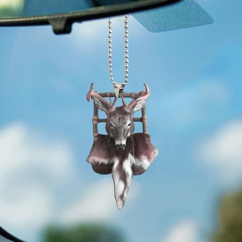Car Rear View Mirror Pendant, Acrylic Christmas Tree Hanging Ornament, Animal 2D Flat Car Rear View Mirror Charm, Auto Interior Accessories Decoration Presents for Window Wall (Deer) - color: Deer