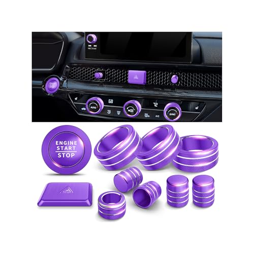 Polodunn for Honda Civic 2022-2026 Accessories, CRV 2023-2026 & Acura Ingetra 2023-2026 (Fit 9" Screen/ 1 Audio Knob), 11pcs Knob Cover Kit - Hazard Light, Push Start, Audio, AC & Air Vent (Purple) - color: Purple, size: 1 Audio Knob Screen
