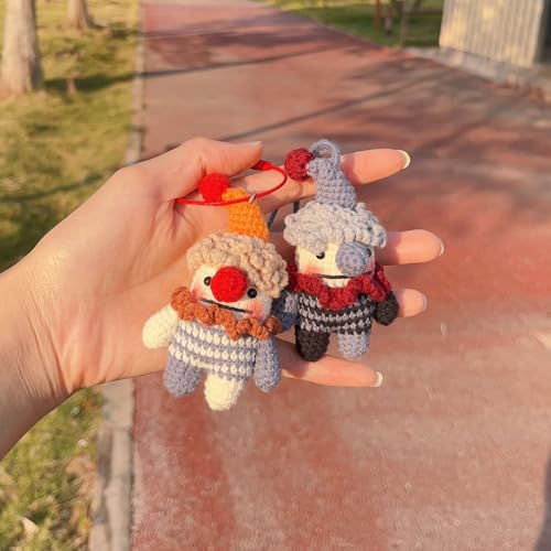 Novelty Weird Clown Doll Keychain Handmade Crocheted Clown Doll Backpack Car Charms Easter Halloween Gifts (Colorful Clown Pendant) - color: Colorful Clown Pendant