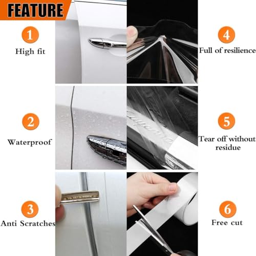 MYFAMIREA Anti-Scratch Anti-Collision Adhesive Strip Car Door Edge Guard Protector Strip Car Door Scuff Plate Protectors Transparent Invisible Tape for Rear Bumper/Door(66Ft x 4In) - color: Transparent, size: 66Ft x 4In