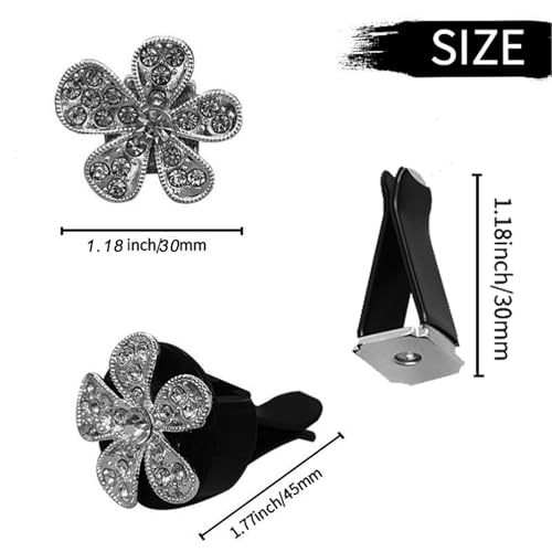 5 Pcs Car Vent Clip,Bling Flower Car Air Fresheners Vent Clips Cute Car Vent Decorations,Car Diffuser Rhinestone Car Interior Decoration Charm Car Vent Accessories