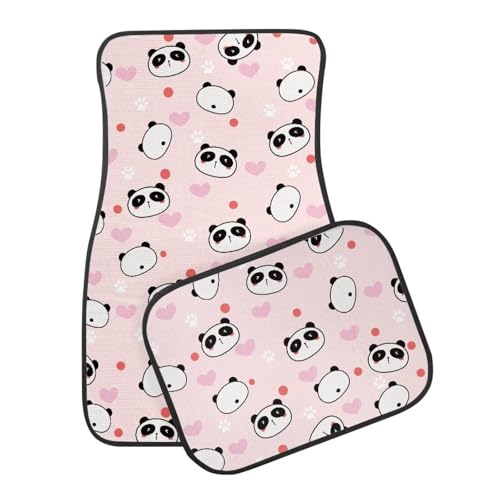 Panda Pink Car Floor Mats Auto Front & Rear Floor Carpets Universal Fit 95% Automotive,SUVS,Sedan,Vans,for Women,Girly,Set of 4 - color: Panda Pink