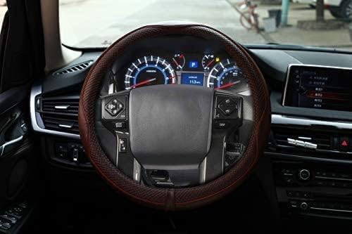 Valleycomfy Steering Wheel Covers Universal 15.75 inch - Genuine Leather, Breathable, Anti Slip & Odor Free (Coffee, L(15" 1/2-16")) - color: Coffee, size: L(15"1/2-16")