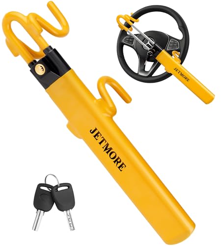 JETMORE Steering Wheel Lock Anti Theft Car Device with Adjustable Design Car Lock in Compatibility Car Wheel Lock with Reinforced Steel Car Anti Theft Device with Tamper-Proof Bolts - color: Yellow