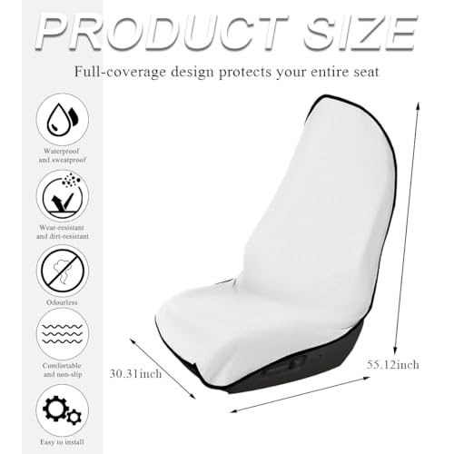 Waterproof Car Towel Seat Cover, Sweating Non-Slip Premium Towel Carseat Cover Protector, Universal Soft Machine Washable Car Truck SUV Front Seat Cover for Gym Workout Beach Hiking (White) - color: White, 1pc, Front
