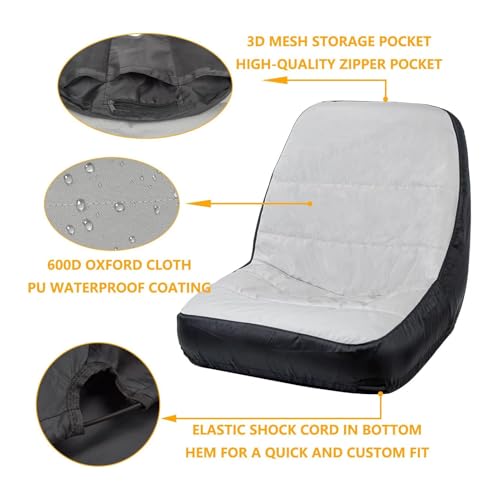 Tractor Seat Cover 600D Oxford Cloth PU Coating Water Proof Universal Forklift Mower Seat Cover for Tractors Mowers Forklifts Garden Vehicles