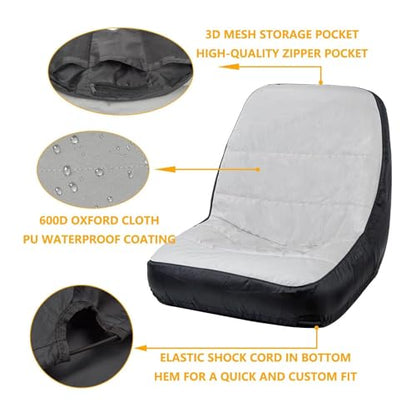 Tractor Seat Cover 600D Oxford Cloth PU Coating Water Proof Universal Forklift Mower Seat Cover for Tractors Mowers Forklifts Garden Vehicles