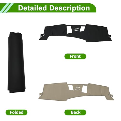 Faux Leather Dashboard Cover for BMW 5 Series W/O HUD 2024 Dashboard Mat Anti-Slip Sun UV Heat Shield Protection Black 1 Pc - size: without HUD