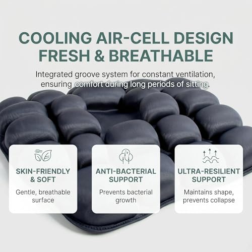 Inflatable Travel Seat Cushion for Airplane - Portable Air Pad with Built-in Pump for Long Flights & Car Rides - Ergonomic Tailbone Pain Relief for Office Chair, Wheelchair, Stadium - size: 17"x18.5"