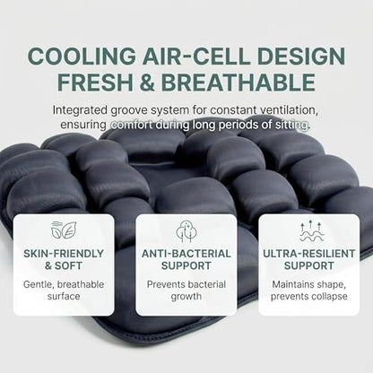 Inflatable Travel Seat Cushion for Airplane - Portable Air Pad with Built-in Pump for Long Flights & Car Rides - Ergonomic Tailbone Pain Relief for Office Chair, Wheelchair, Stadium - size: 17"x18.5"